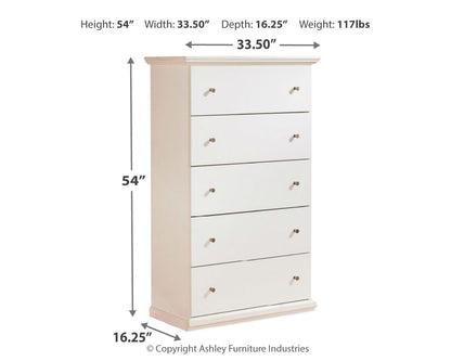 Bostwick Shoals - White - Five Drawer Chest