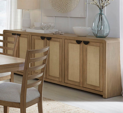 Escape - Console With Reversible Panel Doors - Glazed Natural Oak / Natural Cane