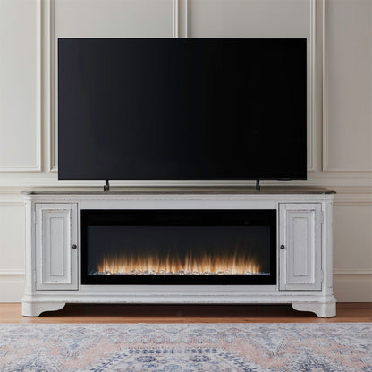 Fireplace TV Consoles - 244 82" Console With Fire FTS - White