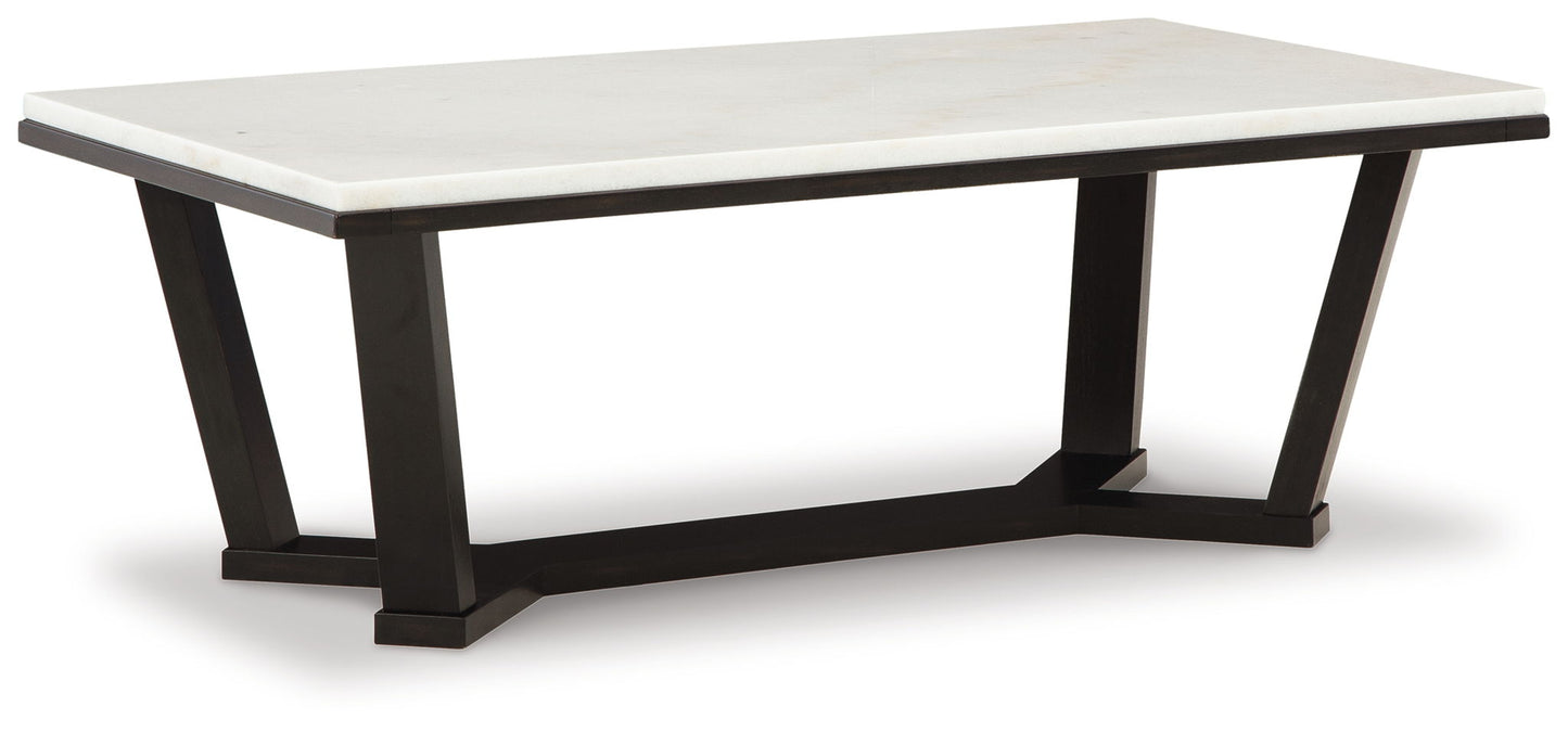 Fostead - Rectangular Cocktail Table - White / Espresso