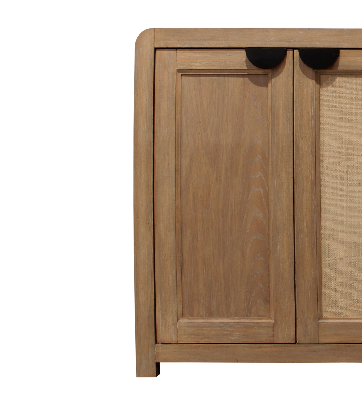 Escape - Dining Rectangular Table With Console And 8 Caster Chairs - Glazed Natural Oak Black Metal Trim