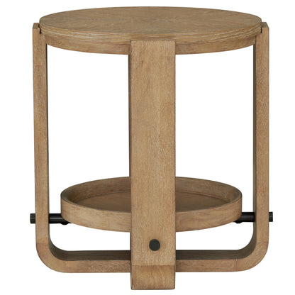 Escape - 3 Piece Occasional Table Set - Glazed Natural Oak / Black Metal Trim