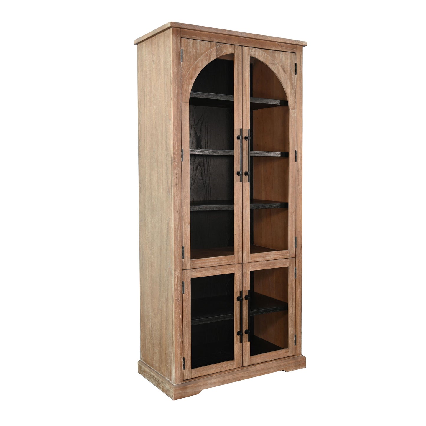 Elena - Tall Wood Cabinet With Arched Glass Doors