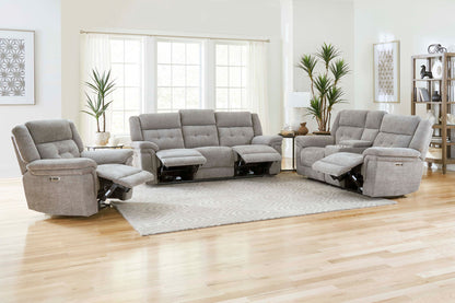 Richland - Power Reclining Console Loveseat - Bristol Gray