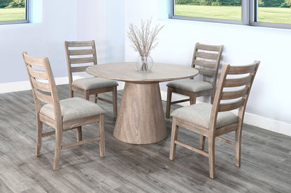Wheat - Round 5 Piece Full Back Chair Dining Set - Wheat