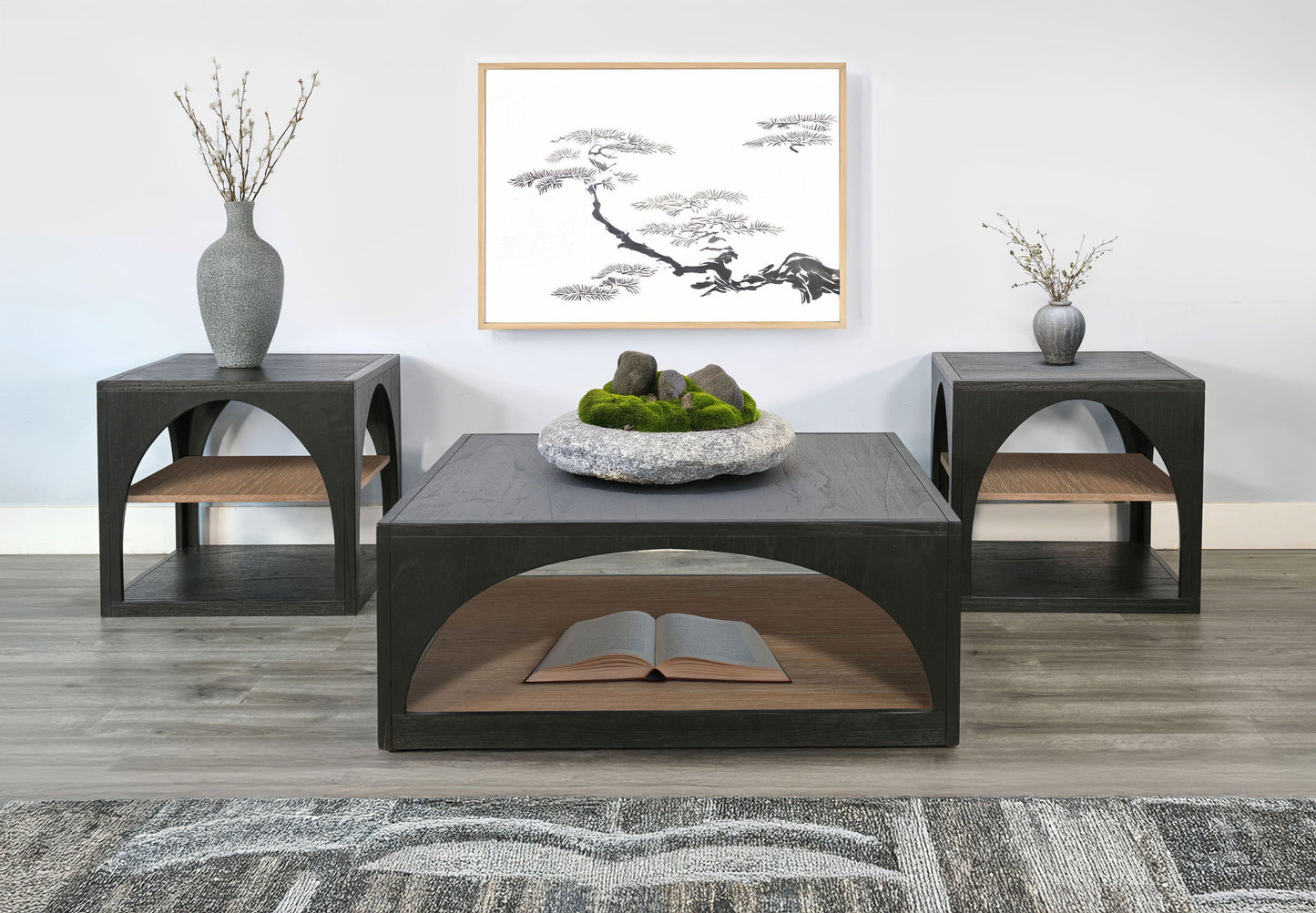 Modern - Wood Table With Arched Open Shelf Design