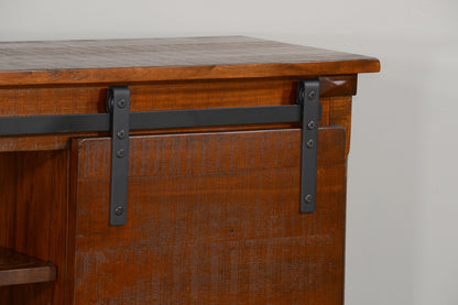 Santa Fe - TV Console With Barn Door - Dark Chocolate
