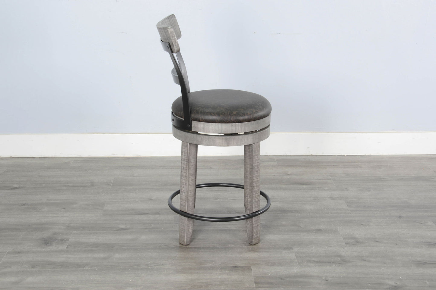 Alpine - Counter Swivel Barstool, Cushion Seat (Set of 2) - Gray
