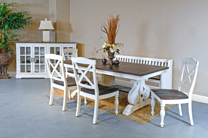 Carriage House - Trestle Table - Cottage White / Europen Dark