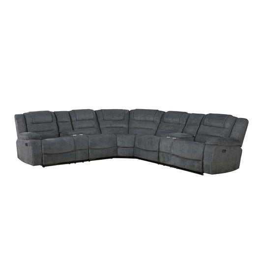 Redondo - Power 3 Piece Ssectional (2 Loveseats & Wedge) - Dark Gray