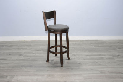 Homestead - 30"H Swivel Barstool, Cushion Seat & Back (Set of 2) - Dark Brown