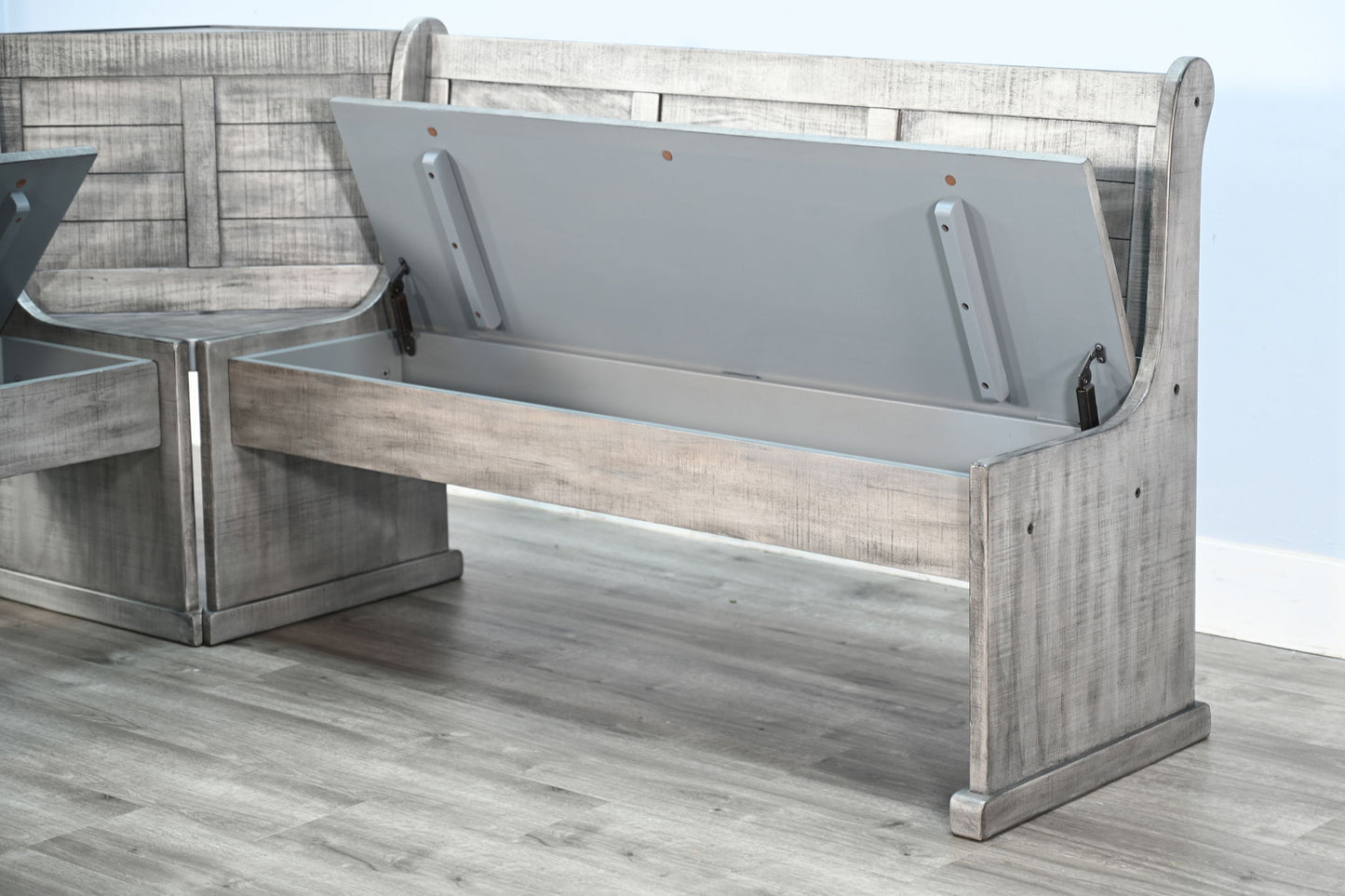 Alpine - Wood Breakfast Nook 3 Piece Dining Set - Gray