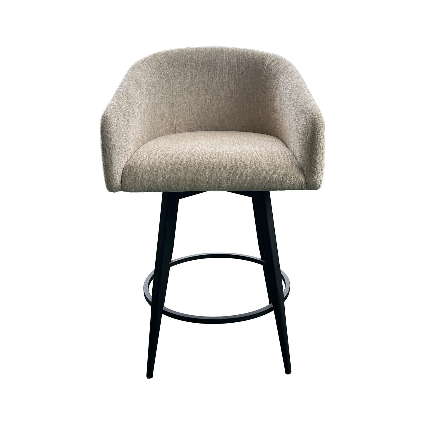 Metal Base Barstools - Barstool With Barrel Seat - Champagne