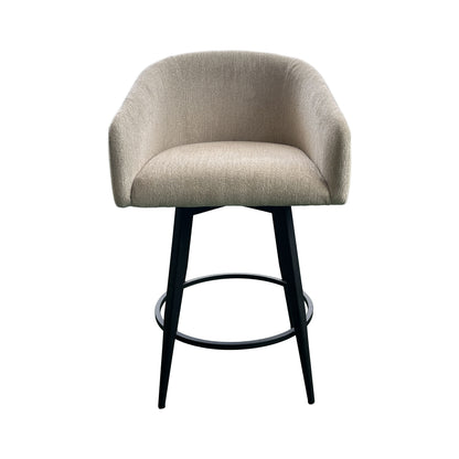 Metal Base Barstools - Barstool With Barrel Seat - Champagne