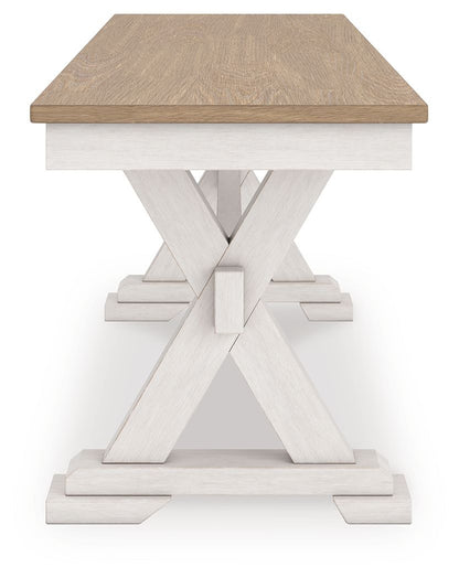 Purlaney - Large Dining Room Bench - Antique White / Natural