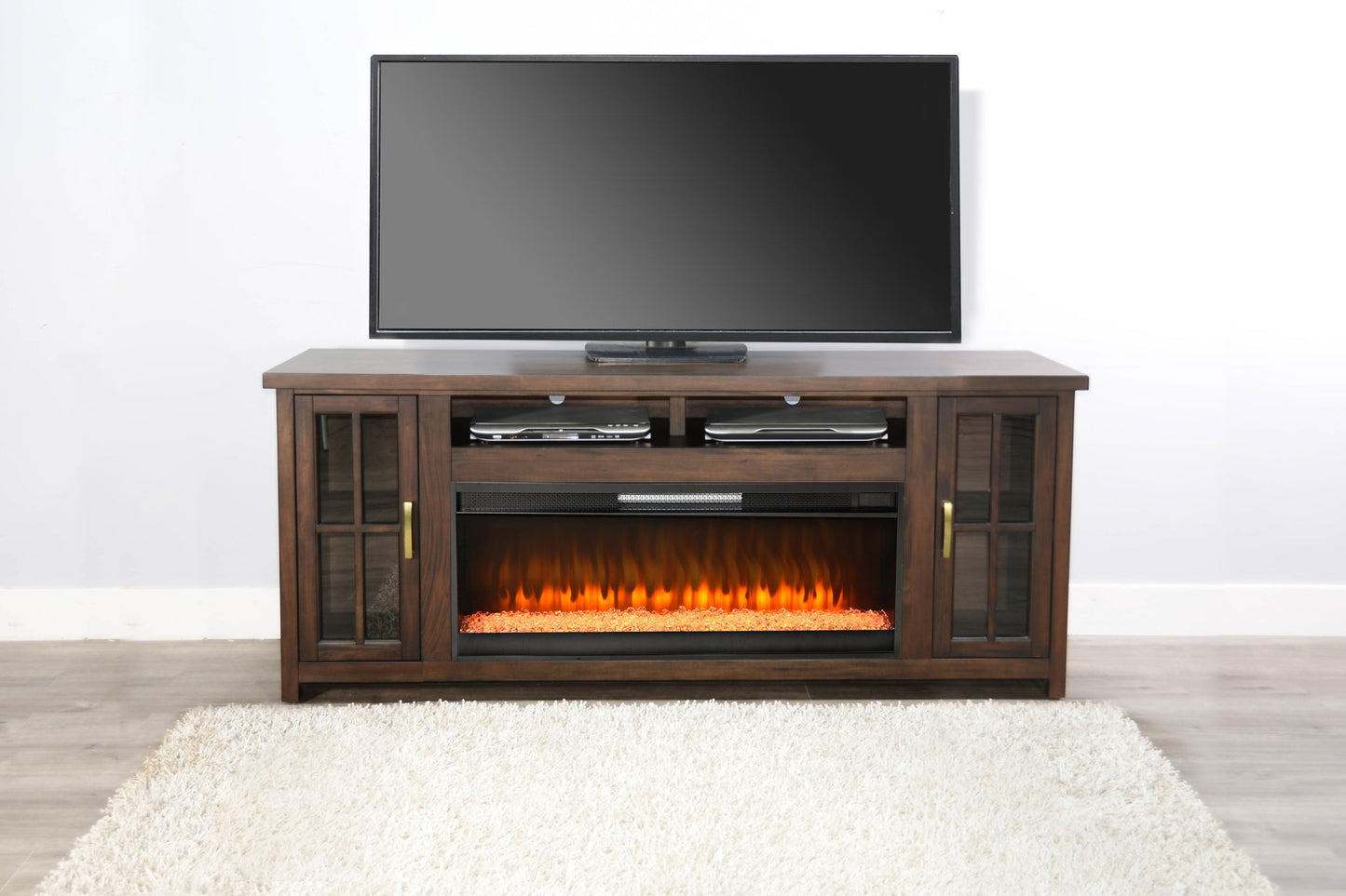 76" Media Console With Electric Fireplace