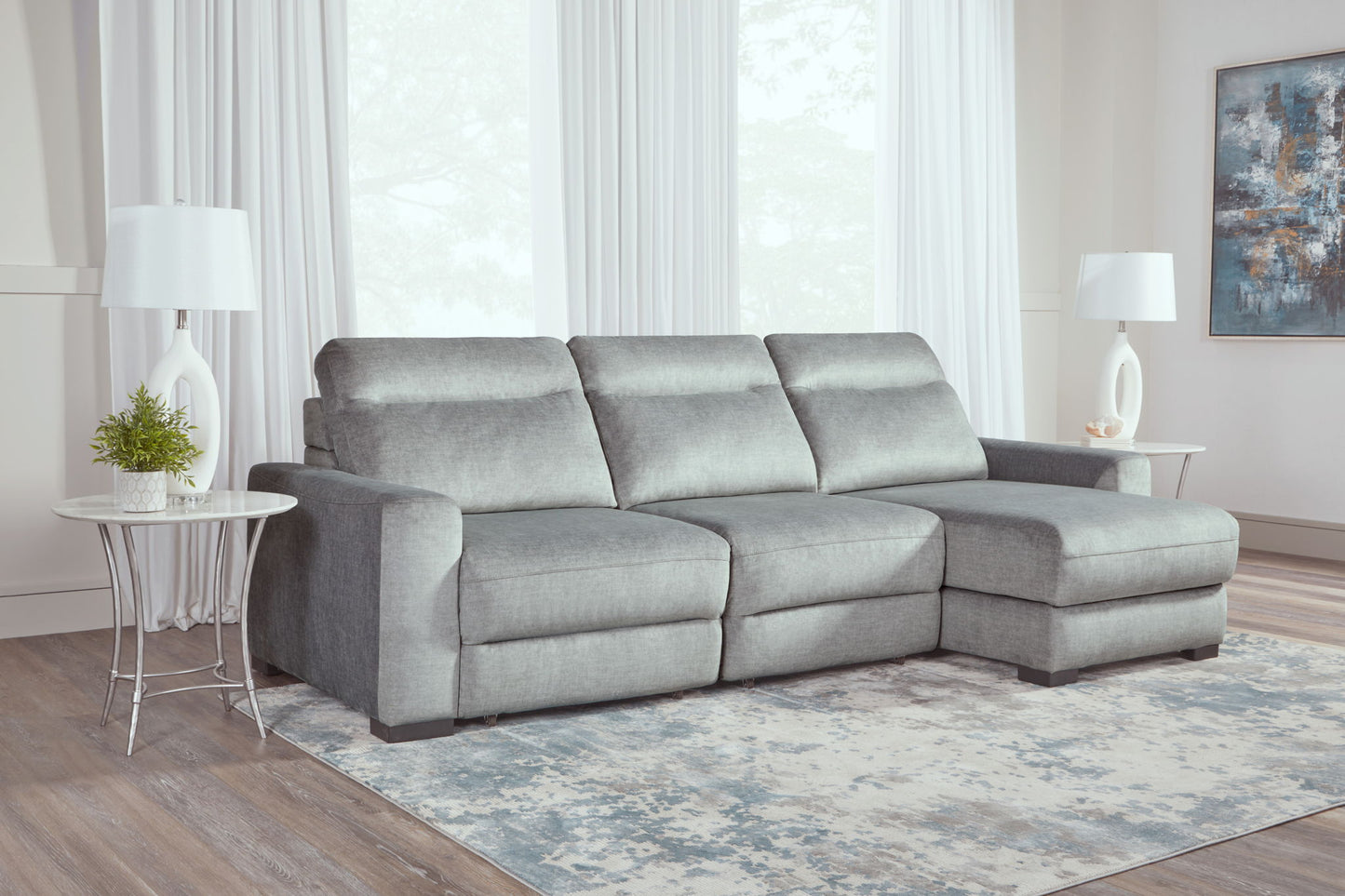 Elliot - 3 Piece Modular Lift Top Storage Sectional - Sterling