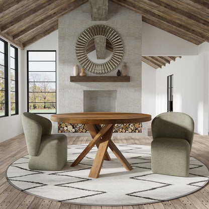 Crossings - Downtown Round Dining Table With 4 Upholstered Chairs - Amber & Gray