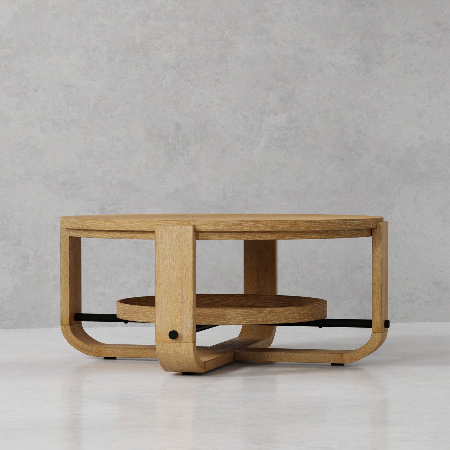 Escape - 3 Piece Occasional Table Set - Glazed Natural Oak / Black Metal Trim