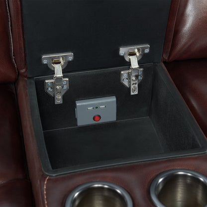 Wainwright - Dual-Power Loveseat - Reddish Brown