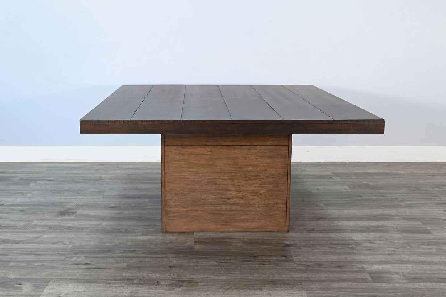Modern - Square Dining Table With Built-in Storage - Tobacco Leaf / Buckskin
