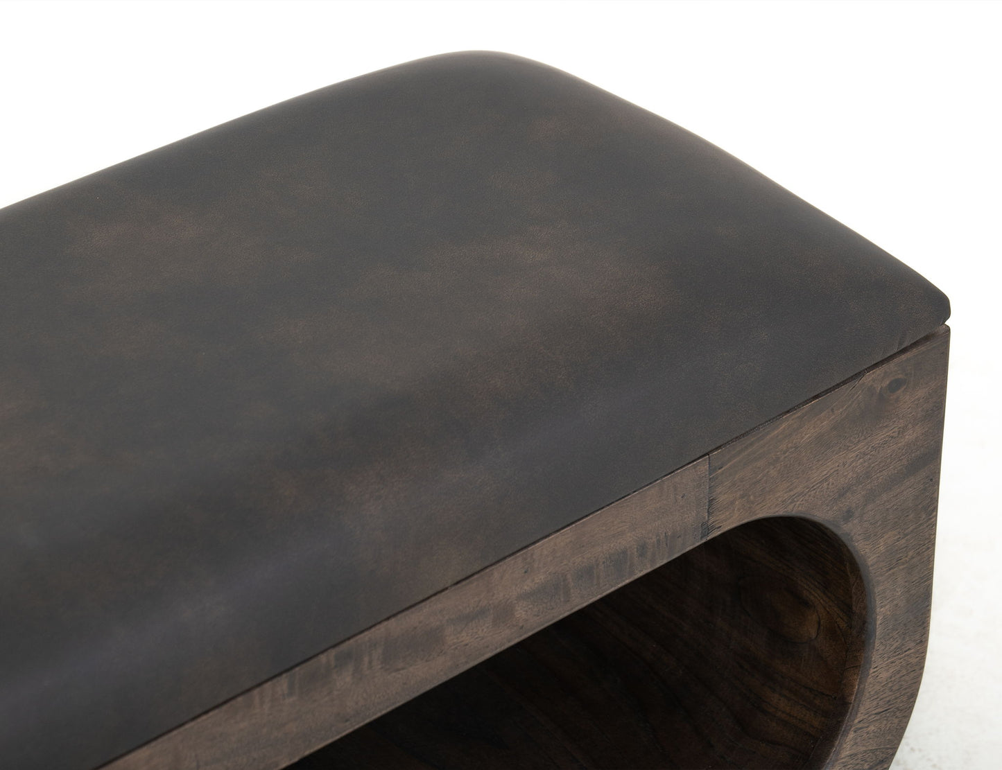 Balam - Wooden Bench With Cushioned Seat - Oil Black