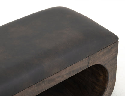 Balam - Wooden Bench With Cushioned Seat - Oil Black