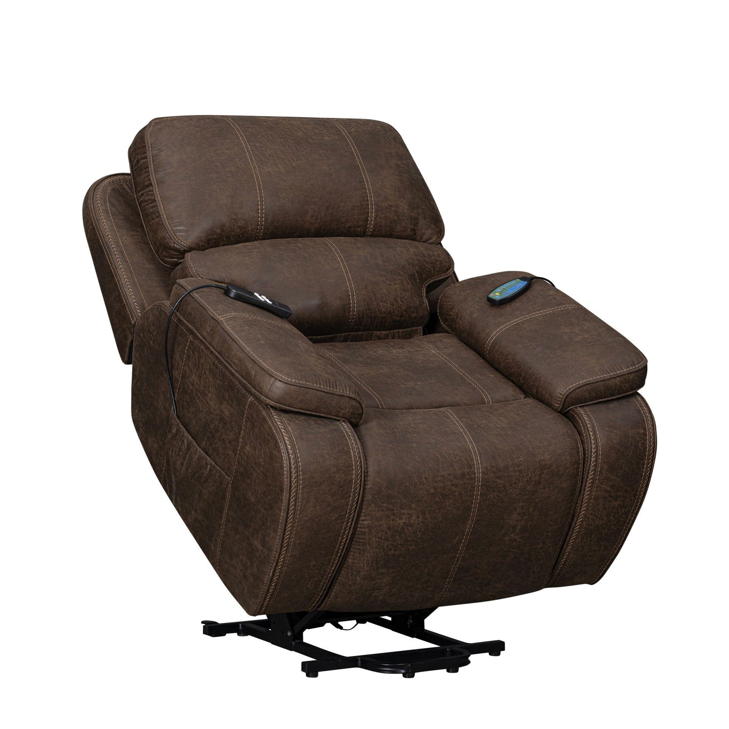 Brookings - Power Lift Recliner With Heat & Massage - Brown