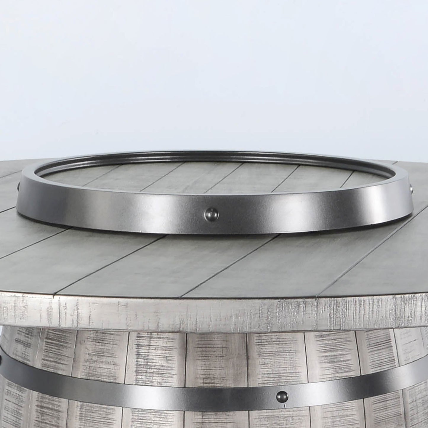Alpine - Round Pub Table With Wine Barrel Base - Gray