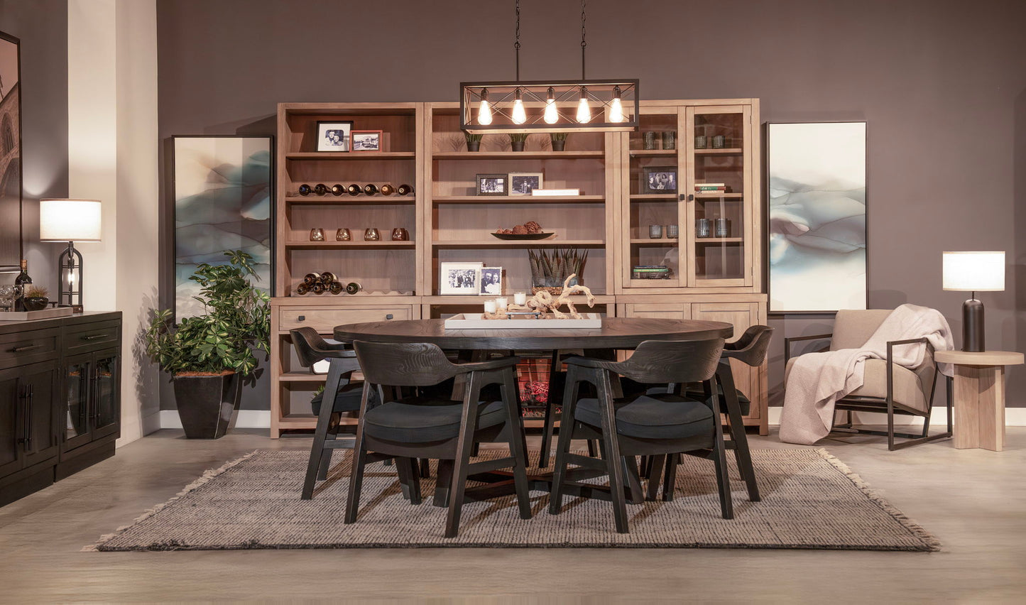 Mia - Large Round 7 Piece Dining Set - Umbra / Black