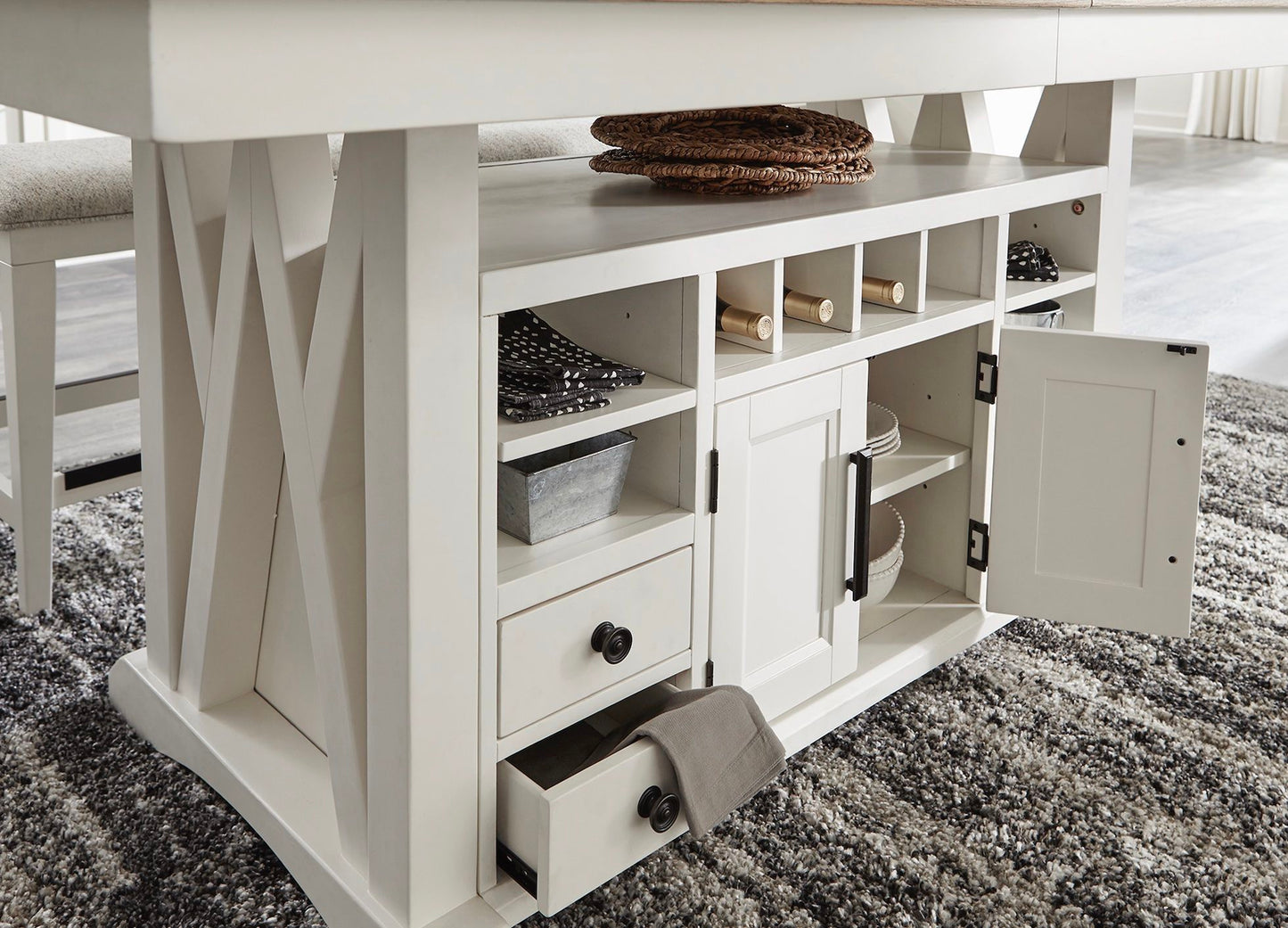 Americana Modern Dining - Island Counter-Height Extendable Dining Table - Cotton