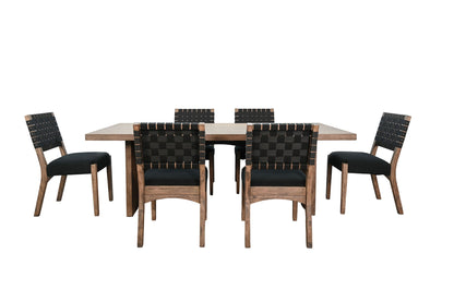 Modern - Rectangular Arch 7 Piece Full Back Chair Dining Set - Desert Plain