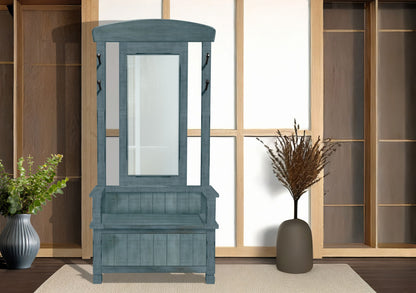 4-Hook Farmhouse Wood Hall Tree - Little Boy Blue