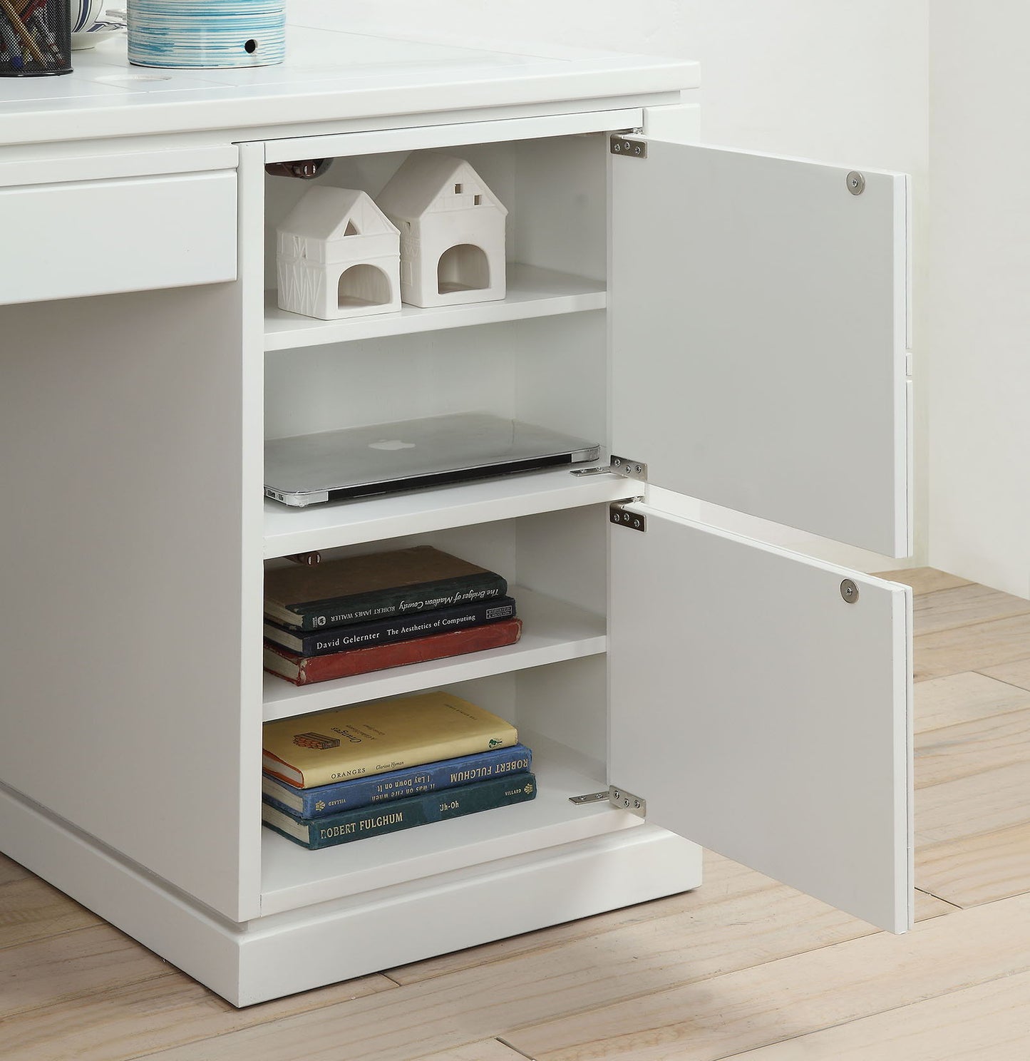 Catalina - Two Piece Writing Desk With Power Center And USB - Cottage White