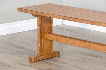 Sedona - Rustic Trestle Dining Bench - Rustic Oak