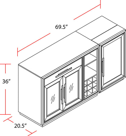Pure Modern Dining - Multi-Functional Server With Bar Cabinet - Moonstone