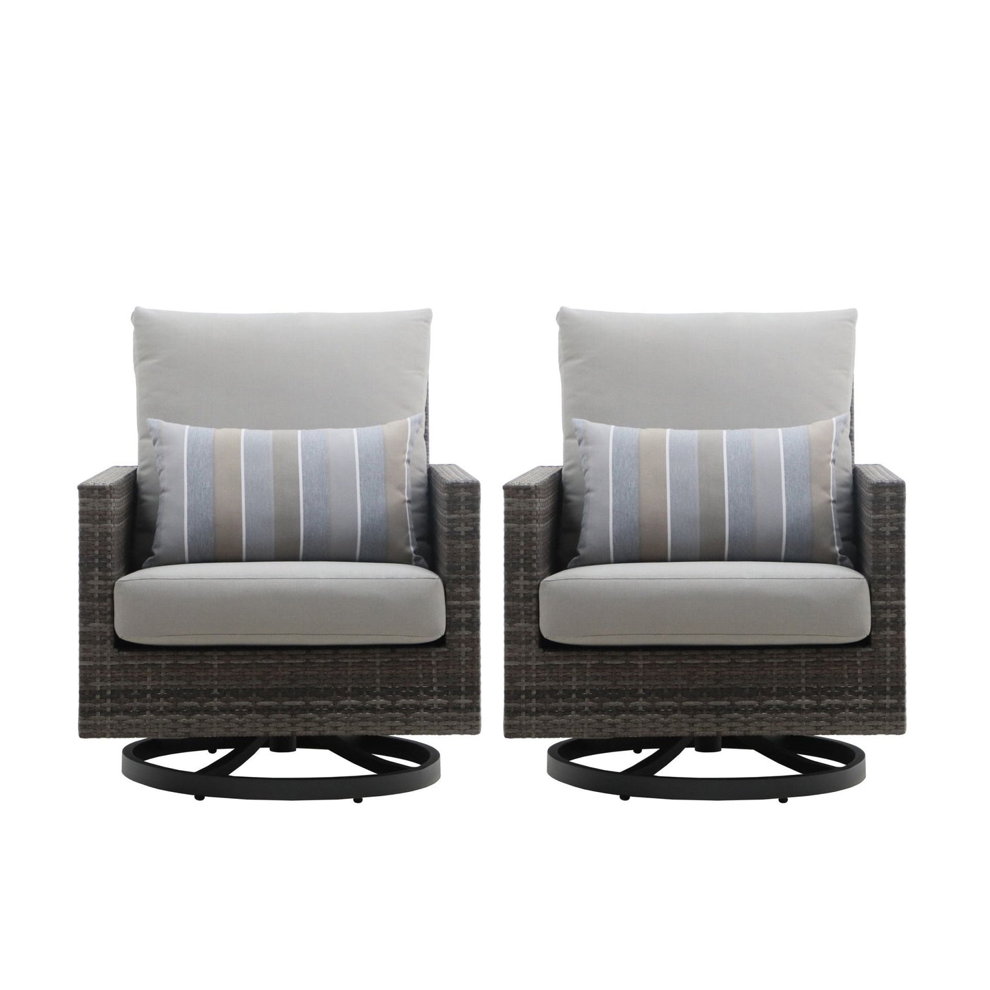 Bungalow - Patio Swivel Club Chair With Accent Pillow (Set of 2) - Gray