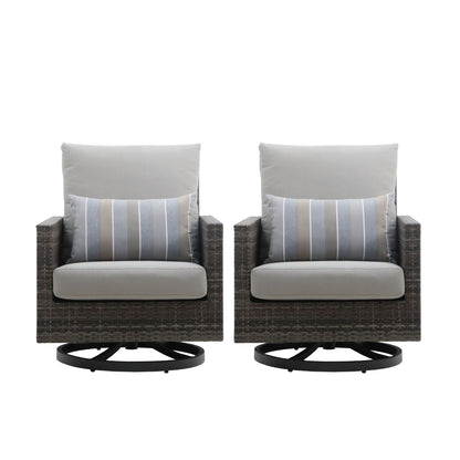 Bungalow - Patio Swivel Club Chair With Accent Pillow (Set of 2) - Gray