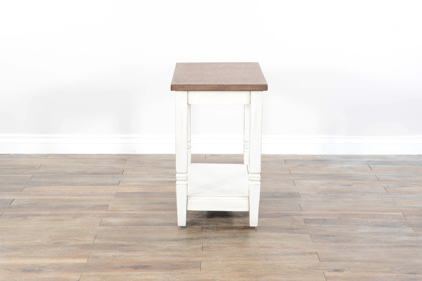 Chair Side Table - White / Light Brown