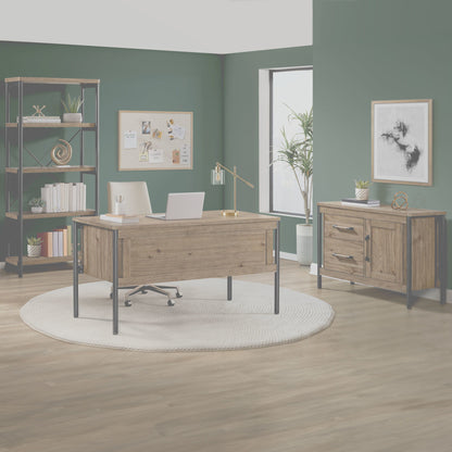 Norcross - 60" Half Ped Desk - Hickory