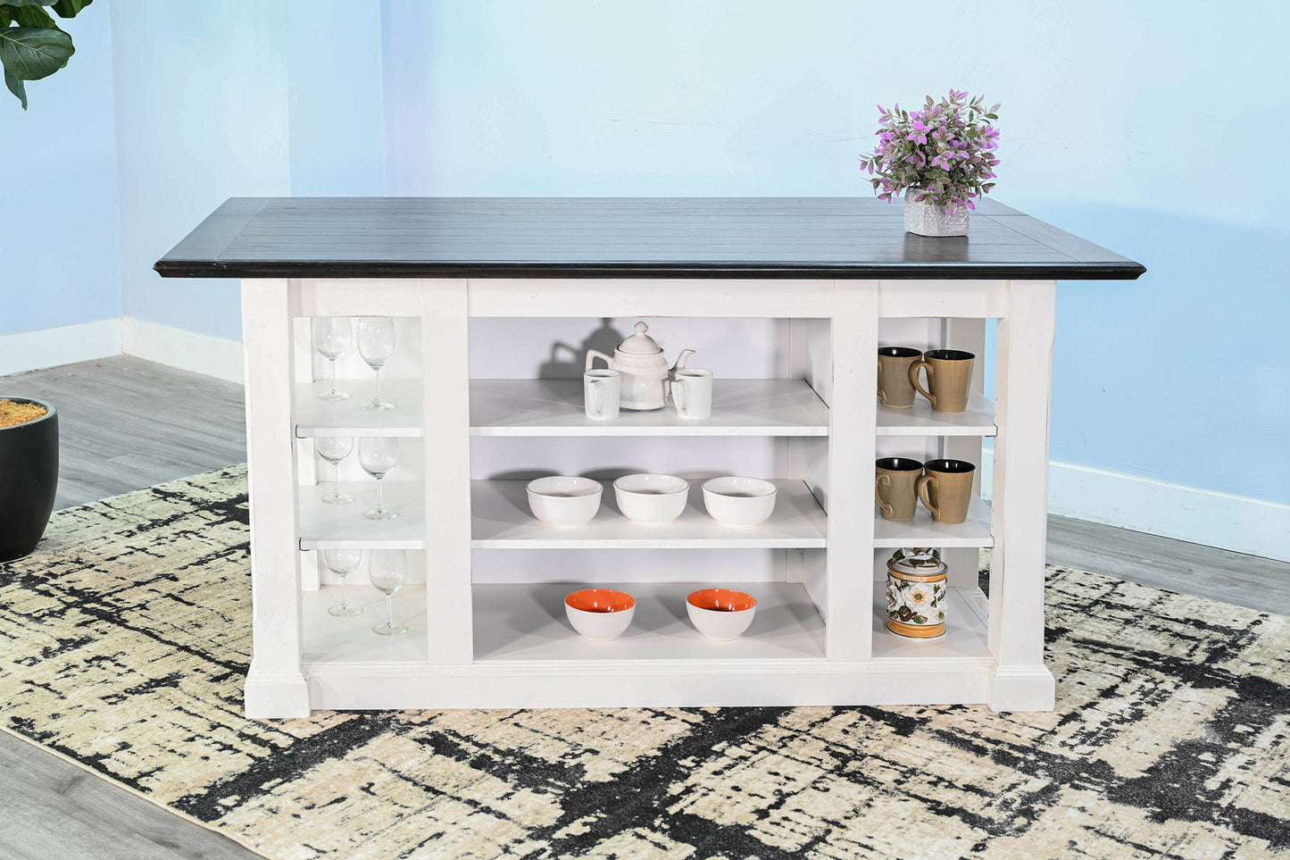 Carriage House - Kitchen Island, 13" Drop Leaf - Cottage White / Europen Dark