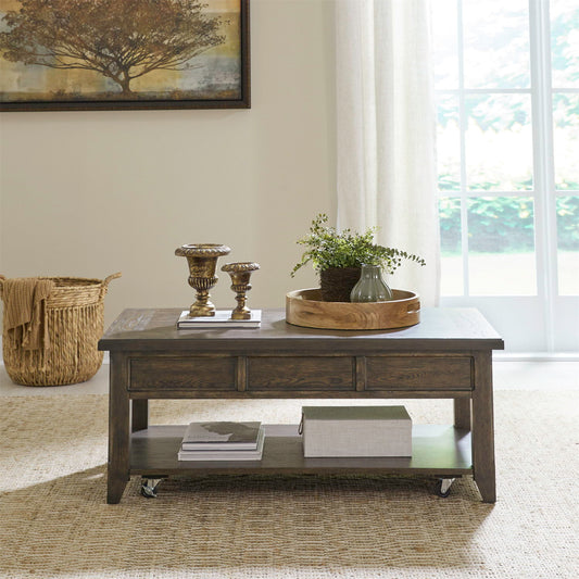 Paradise Valley - Lift Top Cocktail Table - Saddle Brown