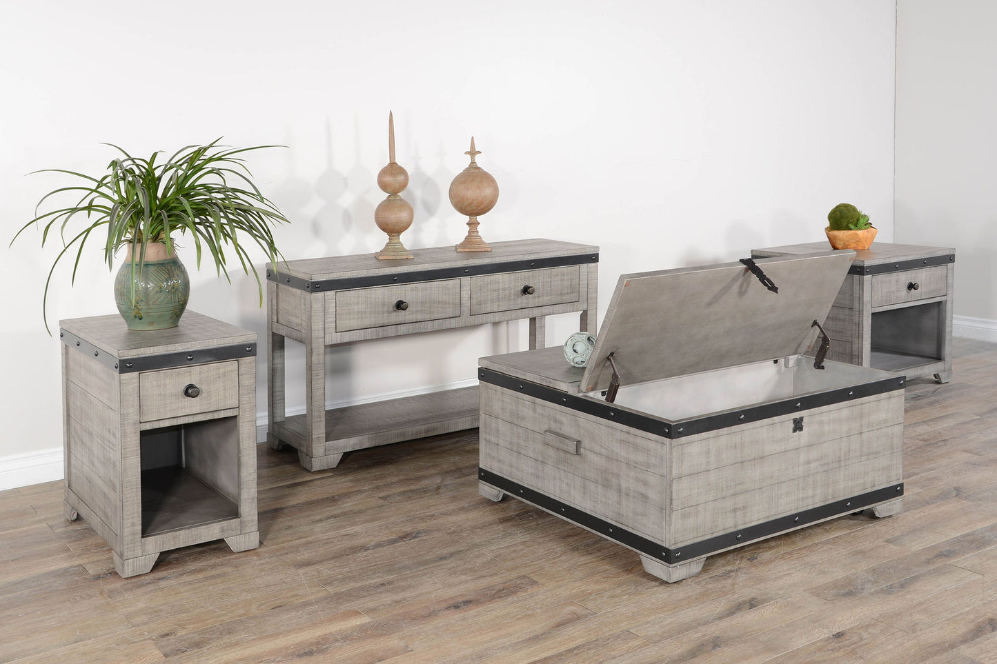 Alpine - Mahogany Wood Coffee Table With Lift Top And Casters - Gray