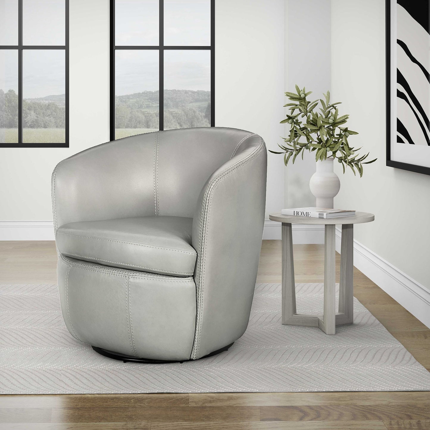 Barolo - 100% Italian Leather Swivel Club Chair (Set of 2)