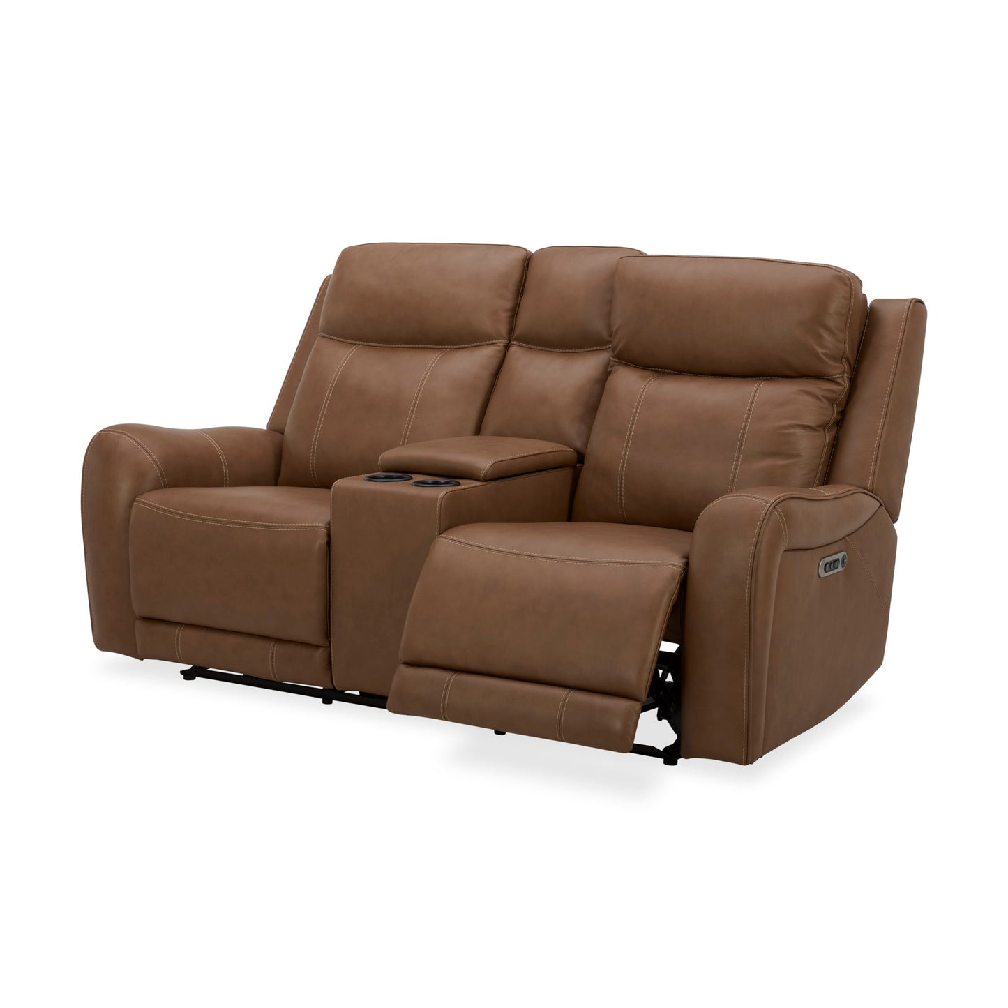 Haywood - Power Reclining Console Loveseat - Butternut