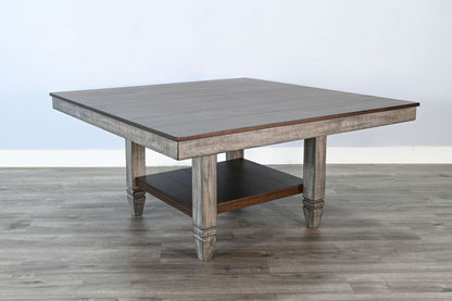 Wendy - Square Dining Table With Storage Shelf - Tobacco Leaf / Alpine Gray
