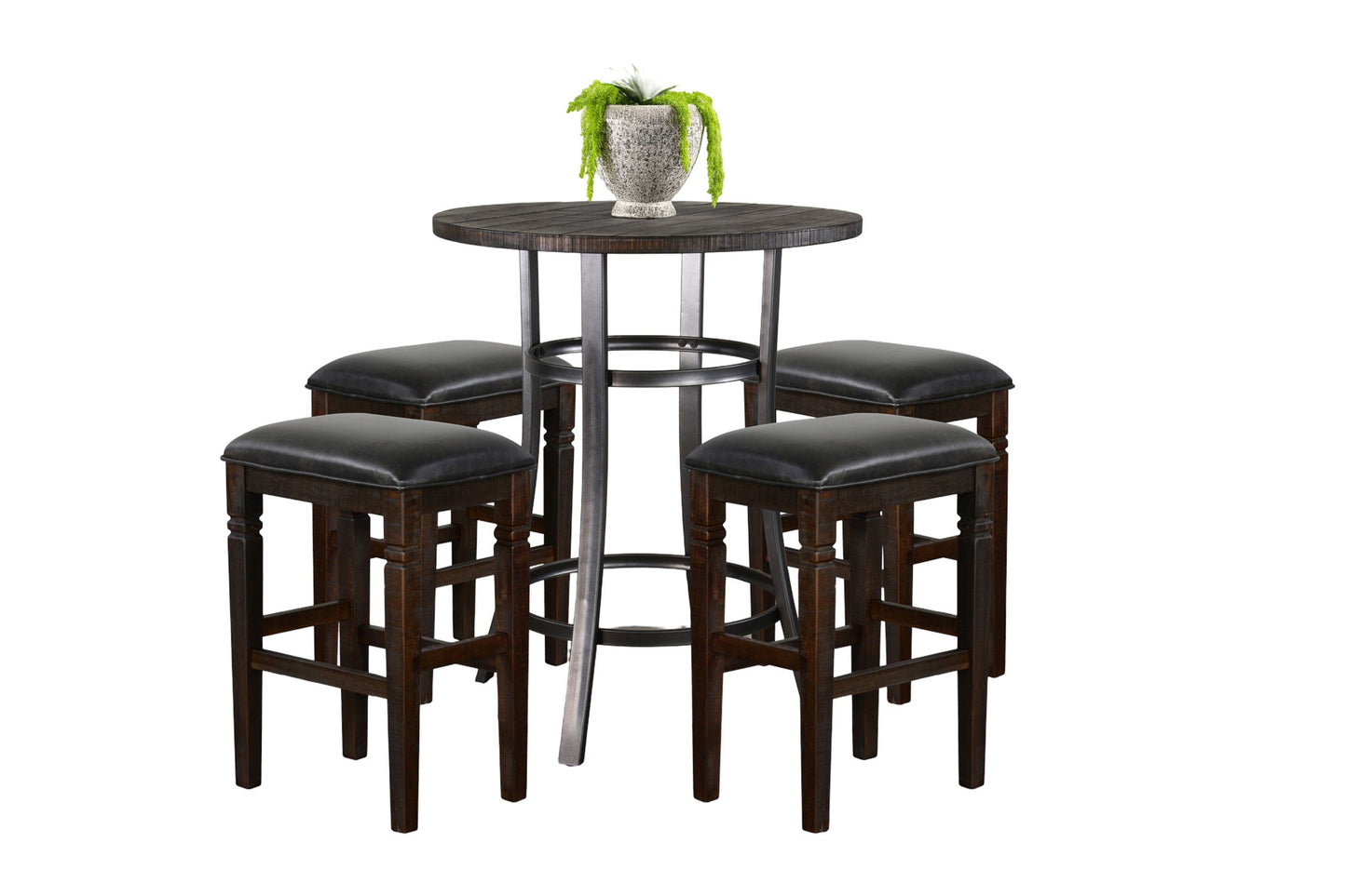 Metal Frame Backless Pub Set - Tobacco Leaf