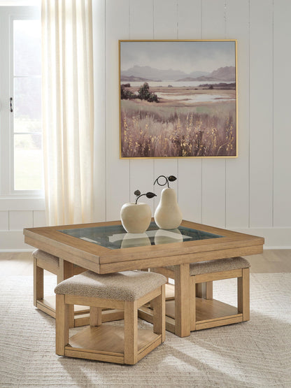 Wittenmyer - Cocktail Table With 4 Stools (Set of 5) - Natural / Black