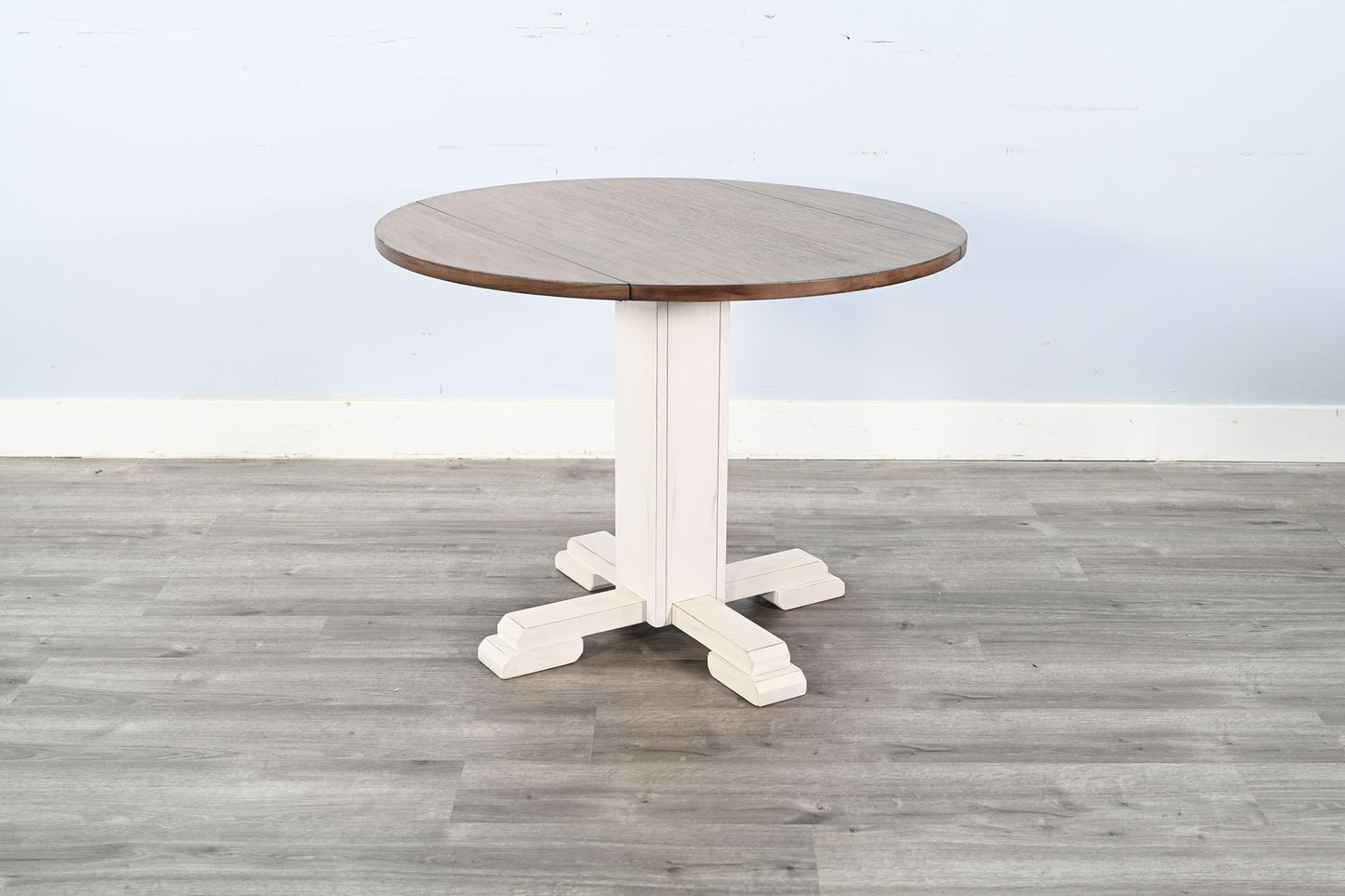 Drop Leaf Round Table - Buckskin / Marble White