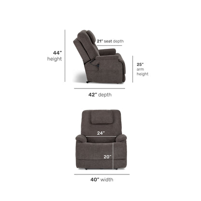 Zecliner Model 2+ - Power Lift Recliner With Power Headrest, Lumbar, Heat & Massage